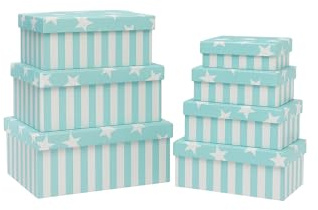 Brandsseller Set di 7 scatole regalo con coperchio, in cartone robusto con stelle e strisce, scatole di carta di alta qualità in 7 misure, scatole decorative per regali, decorazioni e ordine, colore