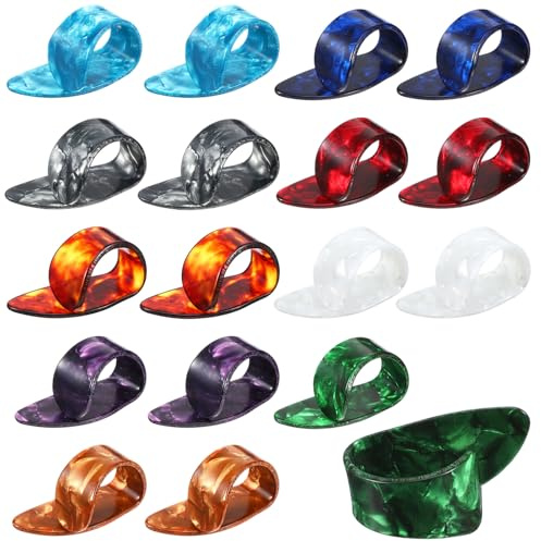 Heclia Lot de 12 médiators de pouce réglables en celluloïd pour guitare acoustique ukulélé