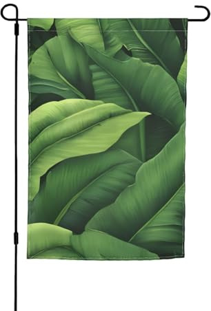 Feuille de bananier verte imprimée 30,5 x 45,7 cm pour porche toutes saisons pour extérieur, décoration de cour, patio, décoration de cour