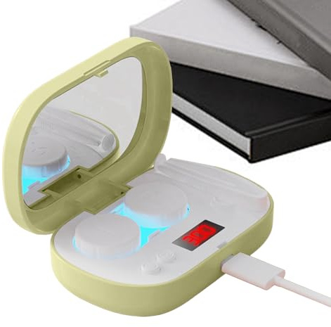Soft Lenses Daily Care - Máquina limpiadora ultrasónica de lentes | Máquina de limpieza de lentes de contacto, 5 modos de pantalla LED inteligente para lentes de contacto, soporte compacto de solución