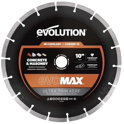Evolution Power Tools - EVOMAX - Hoja de corte ultra fina de diamante inalámbrica de 260 mm, madera, metal y plástico, cuchillas de mayor duración que te dan hasta un 40% más de cortes por carga