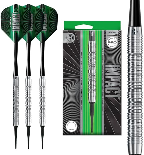 Harrows Impact Premium Tungsten Softtip Darts Set in 18g & 20g – inkl. Supergrip Shafts & 100-Mikron Flights – Präzisionsgefertigte Softtip Darts für elektronische Dartboards