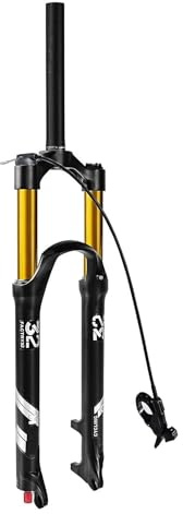 LQVAIPT Fourche avant VTT à air de 26, 27,5 et 29 pouces, débattement de 140 mm, réglage de rebond de 1 à 1/8, frein à disque QR de 9 mm, 29 pouces (B,26)