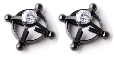 Lot de 2 faux anneaux de tétons en acier inoxydable pour femme, bijoux délicats et tendance (noir) K1-A1