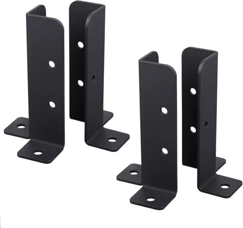 Kit de Base for Postes de Madera Ajustables de Alta Resistencia - Anclaje a Tierra for balaustres de terraza de Hierro Negro for pabellón Exterior, Cerca(4pcs)