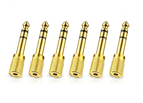JiangZShangM 6PCS Klinke Adapter 3.5mm auf 6.35mm, Adapter 6.35 auf 3.5 Klinke Stereo aus Metall, Vergoldete Kontakte für Musiker, DJs, HiFi-Nutzer im Studio, Zuhause oder unterwegs