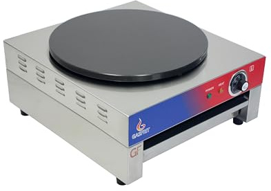 Gasfrit Crepera Profesional Eléctrica 1 Placa 40 cm, 3000 W, Acero Inoxidable, Placa Antiadherente Teflón, Termostato 50–300 °C, 230 x 450 x 500 mm, Uso Hostelería, Restauracion y eventos