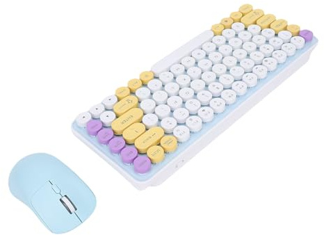 Zunate Juego de Ratón y Teclado Inalámbrico, Teclado y Ratón Inalámbricos Bluetooth con 85 Teclas Redondas, Receptor 2,4G, para Wins, para OS X, para Android, PC, Ordenador