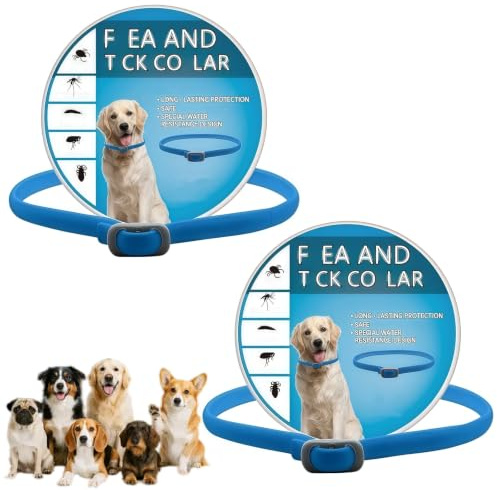 2PCS Durable & Powerful Dog Col/lar,Fle/a & Ti/ck Treatment Col/lar(Blue) | Waterproof Dog Calming Co/llar for Dogs with Long-Lasting Protection,Adjustable & Fashionable Co/llar for Dogs