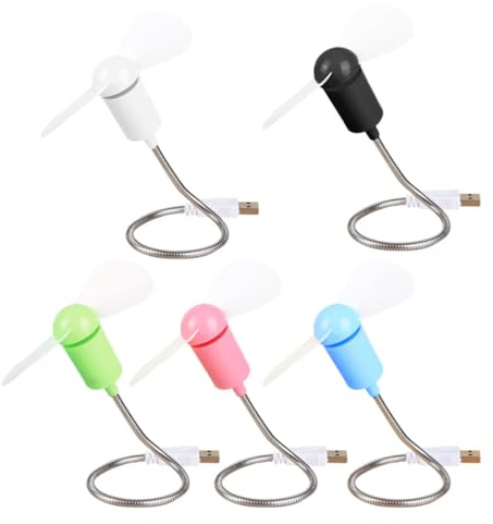 Kichvoe Set de 5 Mini Ventiladores USB Flexibles de Plástico, Diseño Desmontable y Ligero para Ordenador y Notebook, Adecuado para Celebracion Verano Color Aleatorio