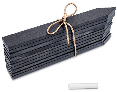 Navaris 10x Schiefer Pflanzstecker M - Gartenstecker Stecketiketten beschreibbar 20 x 3cm für Kräutergarten Beet Blumenkästen Schilder mit Kreide