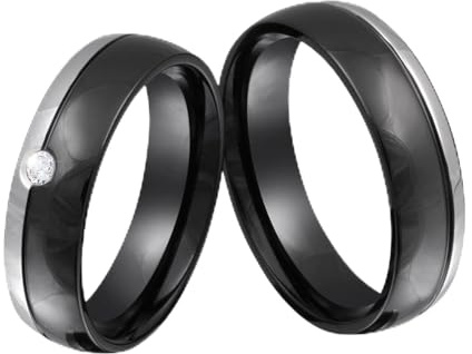 Juwelier Schönschmied - Zwei Partnerringe Freundschaftsringe Eheringe Edelstahl Zirkonia inkl. persönliche Lasergravur 48-62 151HDla - Mila