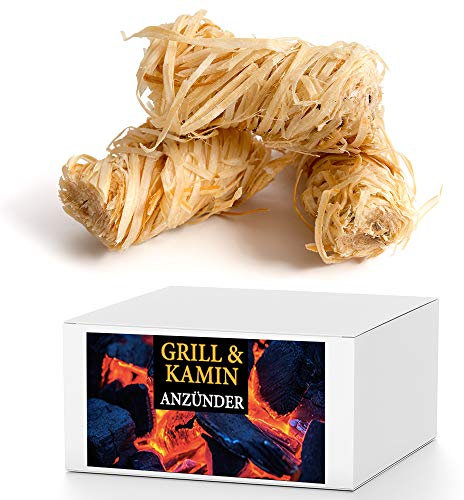 SaMore GmbH 15 kg Öko Kaminanzünder Grillanzünder inkl. XXL Powerstick Anzündwolle Holzwolle Anzünder Zündwolle