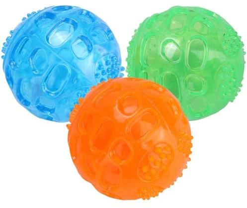 3 stycken hundleksak pipande bollleksak för hundar oförstörbar hundboll hundboll gjord av naturgummi hundbollar leksak för hundar, diameter 7,5 cm