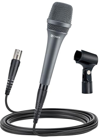 CAROL AC-900 XLR Wired Vocal Microphone – Dynamic Supercardioid Mic with Dual-Engine AHNC Noise Cancelling Tech for Singing, Karaoke, Stage & Studio, Includes Mic Clip & 4.5m XLR Cable - Grey | Dynamic microphone with AHNC dual-engine noise canceling for karaoke, stage, studio. Incl. 14.8ft (4.5m) cable.