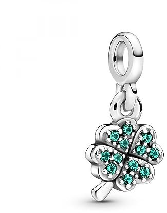 Pandora ME Charm pendant Trèfle à quatre feuilles en argent sterling avec cristal vert