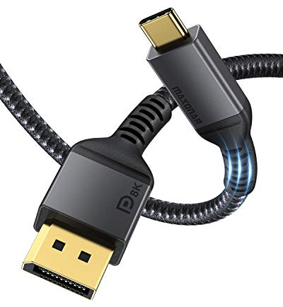 Maxonar [Paquete de 2 Cable USB C a DisplayPort 8K@60Hz 4K@60Hz/144Hz/120Hz 5K@60Hz 2K@240Hz Cable Thunderbolt 3 a DisplayPort HBR3 DP 1.4 Adaptador para Mac Studio M1 MacBook 1.2M