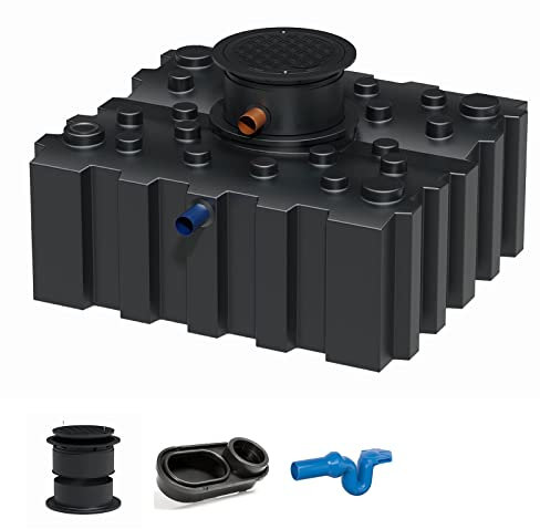 GreenLife Zisterne Flachtank 3000 Liter Basis inkl. Ausgleichsdom, Zisternendeckel, beruhigtem Zulauf und Überlaufsiphon - Regenwasserbehälter BZW. Regenwassertank unterirdisch für Regenwasser