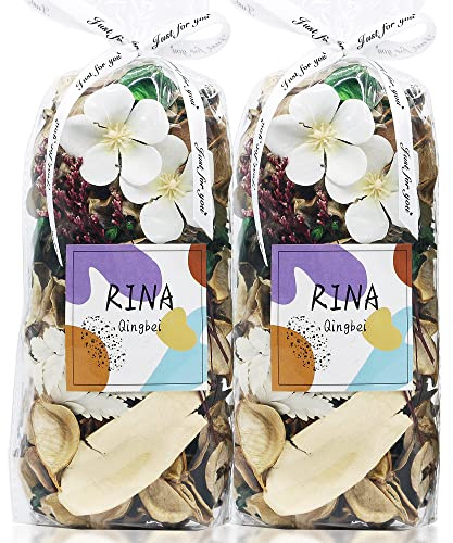 Qingbei Rina Pot pourri Bags,Vanilla Scented Pot pourri Bowl Filler Dried Flower, Home Fragrance Sachet of Petal, White Vase Decor,240g |2 Bags