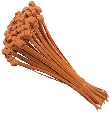 10 knytband fästanordningar tråd dragkedja rem sladd stark nylonplast hållbar (liten 100 mm, orange)