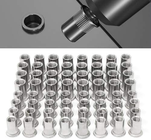 Wkmamo 120 Pcs M6 M8 Rivet écrous,Rivet écrou en 304 Acier Inoxydable,Ecrous à Riveter filetés à Tête Plate,Inserts filetés écrou Aveugle,écrous de Rivet Insert Fileté