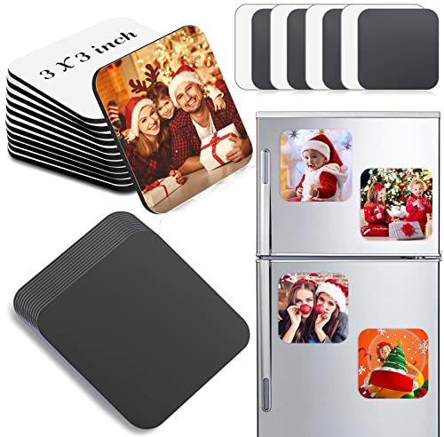 Sublimationsdruck-Magnet, 7,6 x 7,6 cm, für Zuhause, Küche, Rohling, Kühlschrankmagnete, Großpackung mit 12 großen quadratischen Rohlingen, 12 Stück Magnete für Kühlschrank, Büro, Kalender,