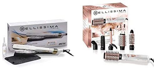Bellissima Imetec Steam Elixir, Piastra a Vapore, Capelli lisci in Una Sola Passata Senza Danni & Imetec GH18 1100 Modellatore ad Aria, Rivestimento spazzole in Ceramica