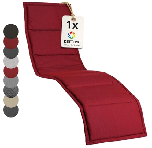 KETTtex EXKLUSIV Auflage Bäderliege rubinrot I Gartenliege Polster 205x55x3cm I hochwertige & Pflegeleichte Liegenauflage I Wetter- & formbeständiges Liegekissen I Liegestuhl-Auflage