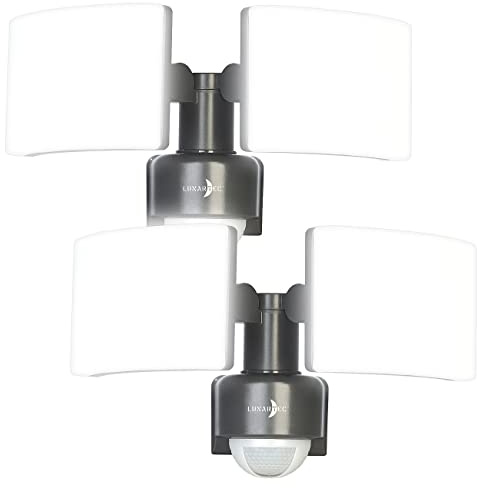 Lunartec LED Außenbeleuchtung: 2er-Set Duo-LED-Außenwandstrahler, Bewegungssensor, 3.200lm, 40W, IP65 (Neutralweisse Außenstrahler, Energieeffizienter Strahler, Bewegungsmeldern)