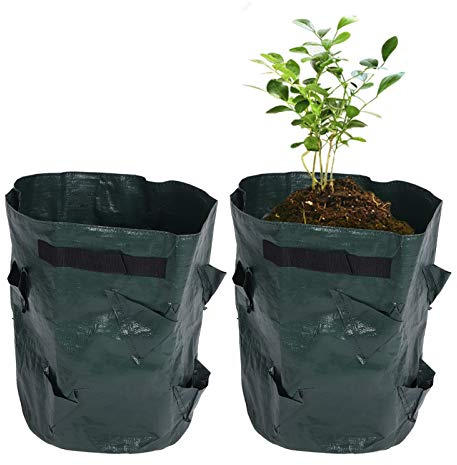 Confezione da 2 sacchi per la coltivazione, sacchi per la coltivazione di fragole da 10 galloni Sacchi per piantare con manici per contenitori per piante di verdure e fragole per patate all'aperto