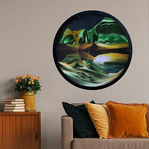 Peinture De Sable Qui Coule, Image De Sable Dynamique,3D Naturel Paysage Flowing Sand Picture Sablier De Paysage Abstrait,affichage 3D Mer Profonde En Mouvement, Image De Sable Mobile (Color : J)