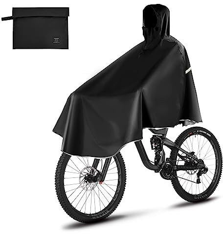LAMA Fahrradponcho, Fahrradumhang, wasserdicht, Regenmantel, Jacke, Capes, leicht, wiederverwendbar, für Radfahren, für Jungen, Mädchen, Herren, Damen, Erwachsene, Schwarz , XL/XXL