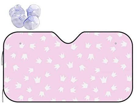 Pare-soleil de voiture pour le vent, motif couronne rose de dessin animé, pare-soleil avant, pare-soleil pliable compatible avec la plupart des voitures