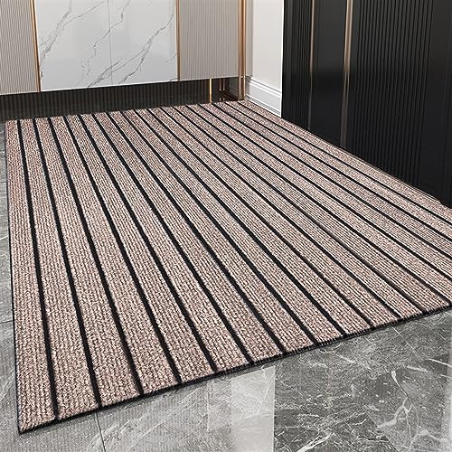 Heavyoff Felpudo de Entrada, Alfombra Exterior para Puerta, Antideslizante, Lavable para Atrapar Suciedad para Interior y Exterior Raya café, 60x90cm