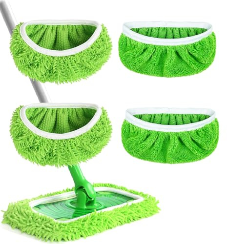4 Stück Trockene Bodenwischer/Feuchte -Nachfüllpackung für Swiffer Sweeper | Wiederverwendbar Waschbar Mikrofaser Wischpads Nachfüllpack für die Reinigung von Hartböden/Holzböden