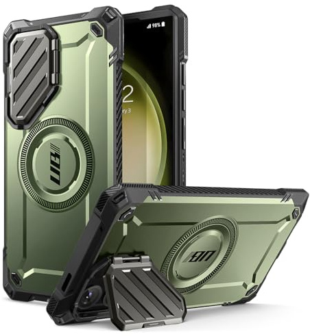 SUPCASE UB Mag XT Case for Samsung Galaxy S24 Ultra (2024 Release), Metal Camera Cover, Extreme Lens Protection, Slim Rugged Case with Built-in Kickstand (Guldan)