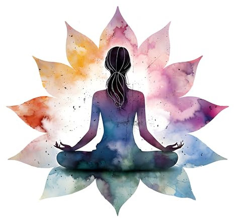 GRAZDesign Wandtattoo Yoga Lebensblume bunt, Wandaufkleber Schlafzimmer, Küche & Wohnzimmer - 43x40cm