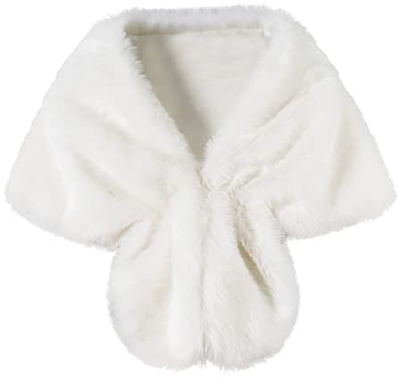 Cihdmfb Fellkragen Damen Kunstpelz Warme Kragen Pelzkragen mit Jacken Schals Pelz Winter Warme Pelzkragen Kunstfell Kunstpelz Fell Kragen Pelzschal Cape Umhang Schal für Kapuze(F Weiß)
