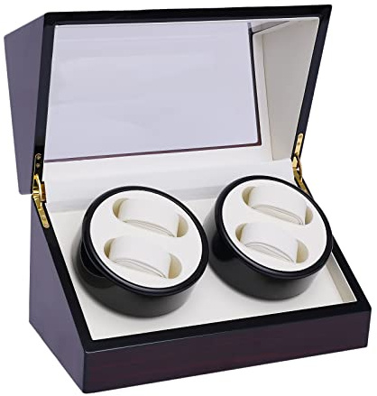 OUKANING Automatische Uhrenbeweger Box Für 4+0/4+6 Uhren, Lackbackverfahren, Automatik Uhrenbox Aus Samtstoff+Mittelfaserplatte, Mit Leisem Motor, Display Box Geschenk