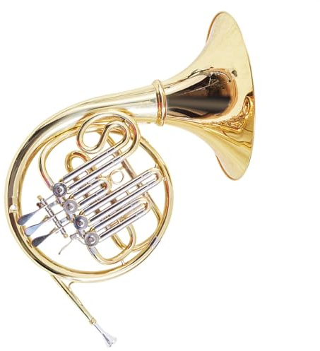 Waldhorn für Anfänger Einreihiges Geteiltes Waldhorninstrument Mit 4 Tasten, B-Flat-Waldhorn Mit Viergangventil Und Koffer