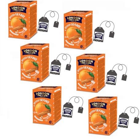 London Fruit® | Infuso Spezie e Arancia | Cannella Arancia & Zenzero Infuso Bustine Singole - 6 x 20 Filtri (240 Gr) | Tisana Senza Caffeina