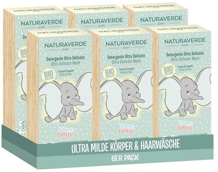 Naturaverde | Baby- BIO- Disney- Körper- und Haarreiniger, Ultra Sanft, 6x200 ml