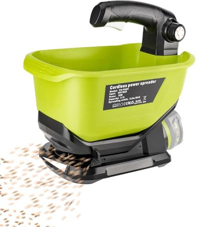 Adisipsoarin Esparcidor de semillas para batería Ryobi de 18 V, esparcidor de fertilizante de mano para césped, disponible durante todo el año, semillas de césped, fertilizante, sal de roca y