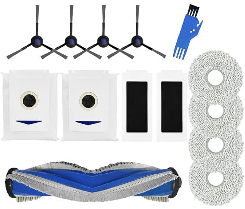 Ersatzzubehör für Ecovacs Deebot T30 Omni, T30 PRO Omni, T30s, for Yeedi M12 Pro+ Staubsauger, 1 Hauptbürste, 4 Seitenbürsten, 2 Hepa-Filter, 4 Wischtücher, 2 Staubbeutel, 1 Reinigungsbürste, 14 Stück