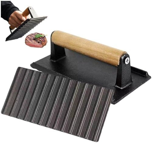 Wudaizhi Beschwerte Grillpresse Zum Kochen, Robuste Gusseisenpresse, Antihaftbeschichtete Fleischpressen Mit Gefüllter Form Zum Kochen Von Grillzubehör