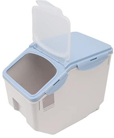 Rice Storage Container, Rice Dispenser with Lid, Measuring Cup, Food Dispenser Rice Container, Household Rice Bucket Storage Container for Cereal Dry Food (Blue 15KG)