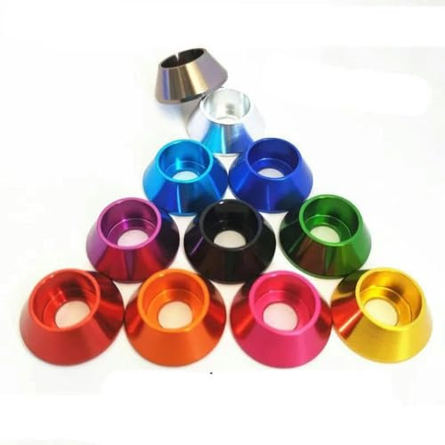 5 Stück/10 Stück Aluminiumkappe mit kegelförmigem Kopf, Unterlegscheibe M2 M2,5 M3 M4 M5 M6 M8, bunte Sechskantkappe aus Aluminiumlegierung, Kopfdichtung-Silber-M6, 5 Stück
