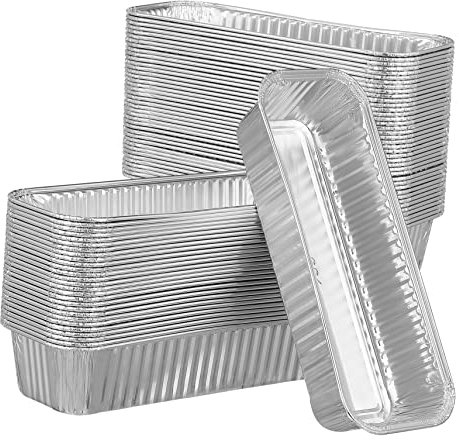 SHOWERORO 125pièces Lot De Barquettes Aluminium Profondes Pour Cuisson Rôtissage Et Grillade Grandes Casseroles Rectangulaires Jetables