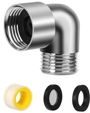 Handbrause Adapter 90 Grad,Duschschlauch Anschluss Adapter mit Unterlegscheiben,Regendusche Duschkopf Adapter,Gelenkstück Duschkopf, Winkelstück für Handbrause Wandbrausen Duschfilteranschluss