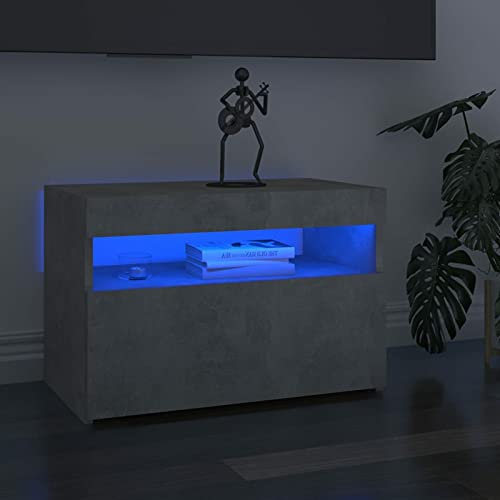 Gecheer Mobile Porta TV con Luci LED Grigio Cemento 60x35x40 cm,Mobile TV Moderno,Tavolino Porta TV,Armadietto Stand TV,Mobiletto TV,Mobiletto Porta TV,Mobile da Salotto,P804417